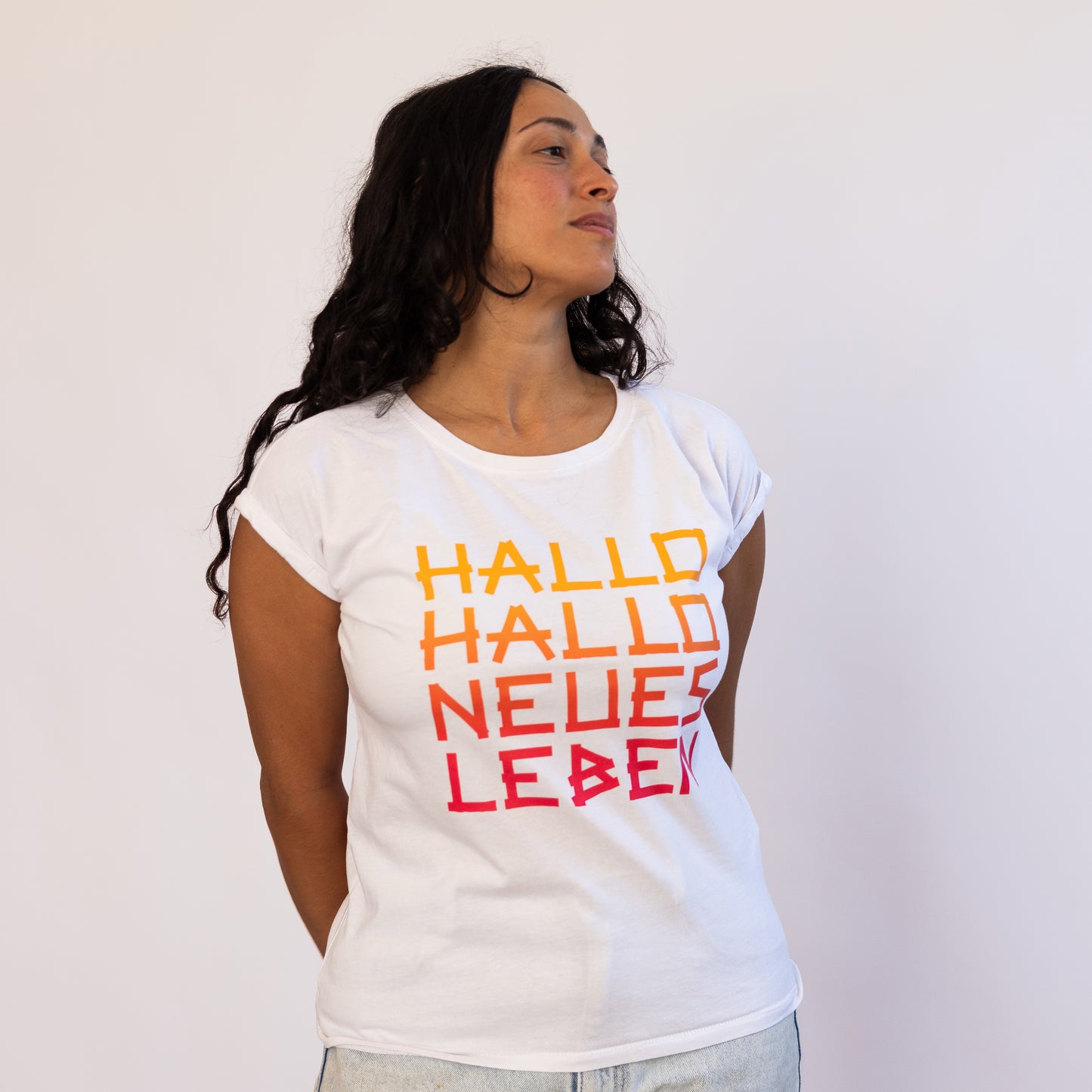 T-Shirt "Hallo Hallo" Weiß Weiblich