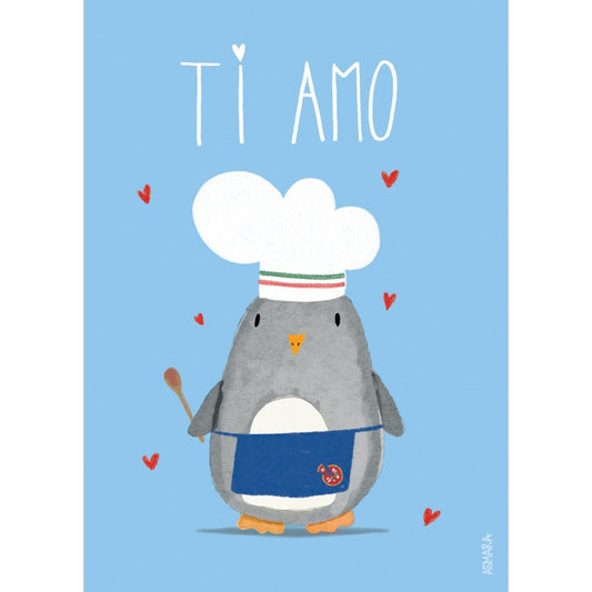 Postkarte Pinguin Italien